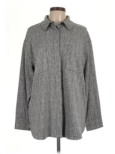 Pre-owned Athleta 3/4 Sleeve Button Down Shirt In Gray