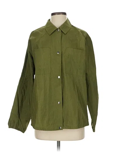 Pre-owned Athleta 3/4 Sleeve Button Down Shirt In Green