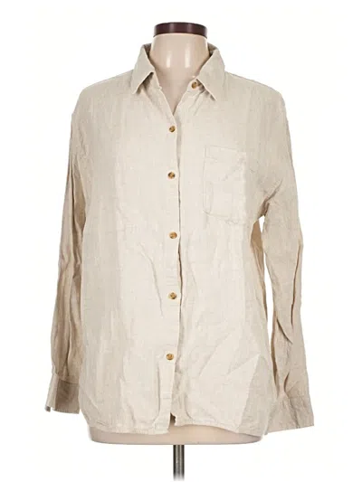 Pre-owned Athleta 3/4 Sleeve Button Down Shirt In Ivory