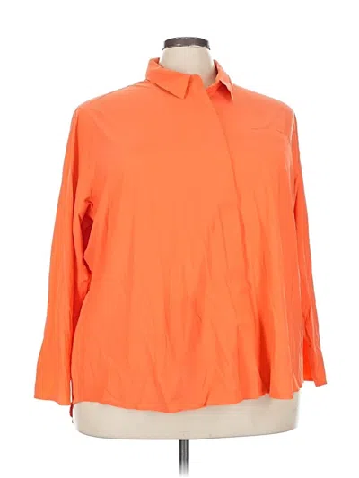 Pre-owned Athleta 3/4 Sleeve Button Down Shirt In Orange