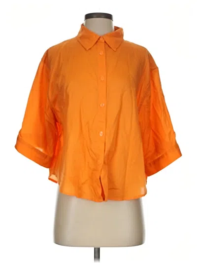 Pre-owned Athleta 3/4 Sleeve Button Down Shirt In Orange