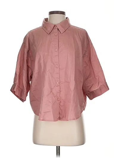 Pre-owned Athleta 3/4 Sleeve Button Down Shirt In Pink