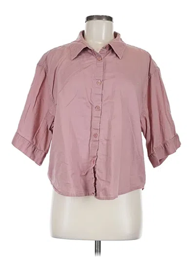 Pre-owned Athleta 3/4 Sleeve Button Down Shirt In Pink