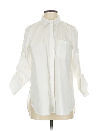 Pre-owned Athleta 3/4 Sleeve Button Down Shirt In White