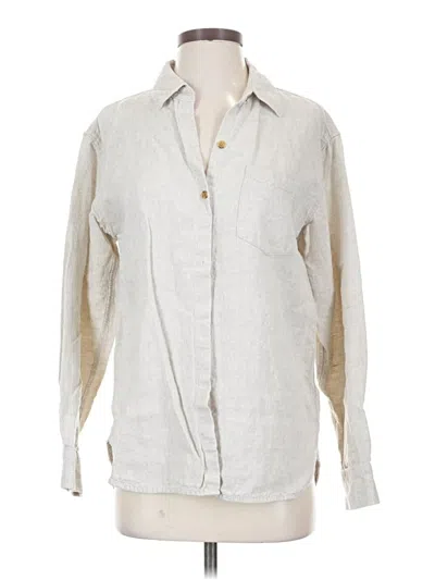 Pre-owned Athleta 3/4 Sleeve Button Down Shirt In White