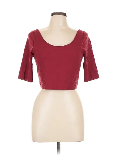 Pre-owned Athleta 3/4 Sleeve T-shirt In Burgundy