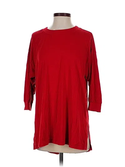 Pre-owned Athleta 3/4 Sleeve T-shirt In Red