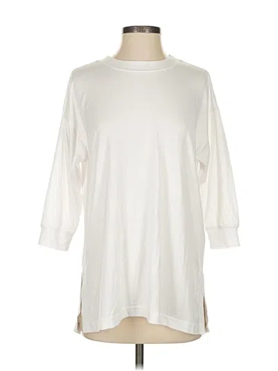 Pre-owned Athleta 3/4 Sleeve T-shirt In White