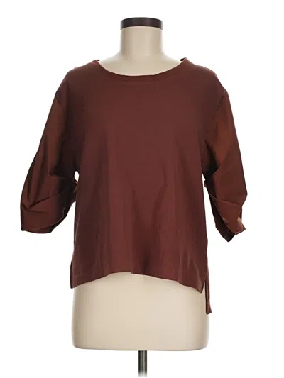Pre-owned Athleta 3/4 Sleeve Top Brown Boatneck Tops