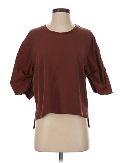 Pre-owned Athleta 3/4 Sleeve Top Brown Boatneck Tops