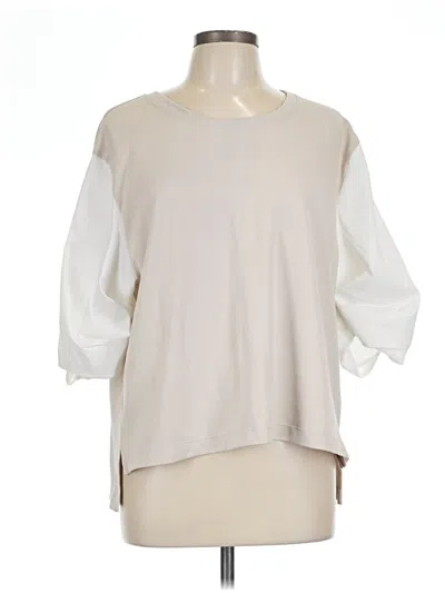 Pre-owned Athleta 3/4 Sleeve Top Ivory Boatneck Tops