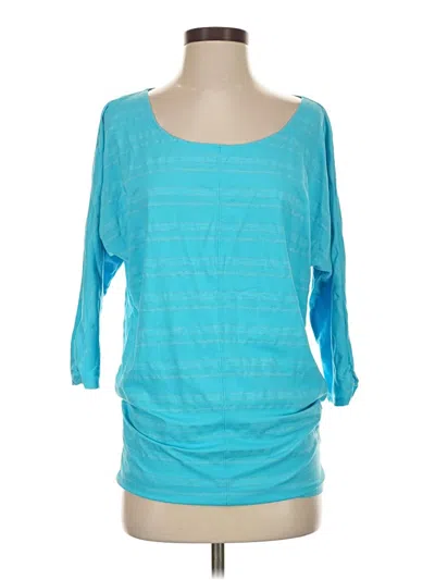 Pre-owned Athleta 3/4 Sleeve Top Teal Boatneck Tops In Blue