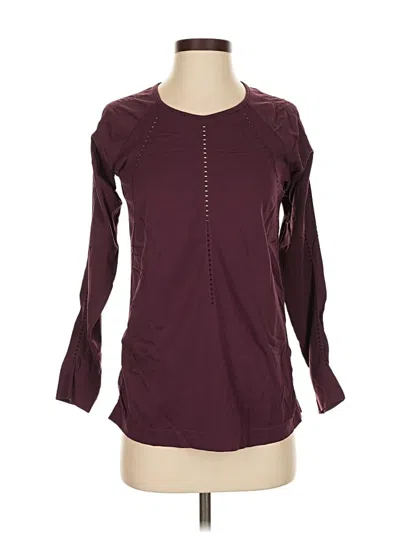 Pre-owned Athleta 3/4 Sleeve T-shirt In Burgundy