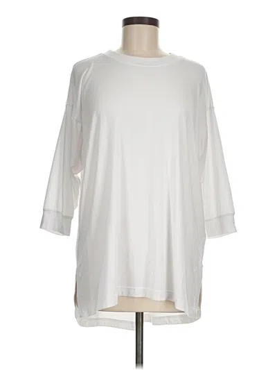 Pre-owned Athleta 3/4 Sleeve T-shirt In White