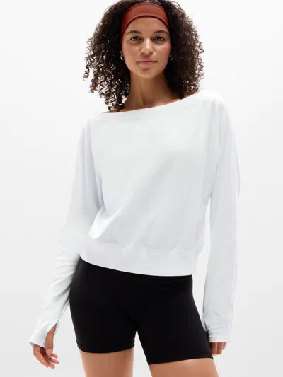 Athleta Airy Cotton Terry Boat Neck Sweatshirt In White