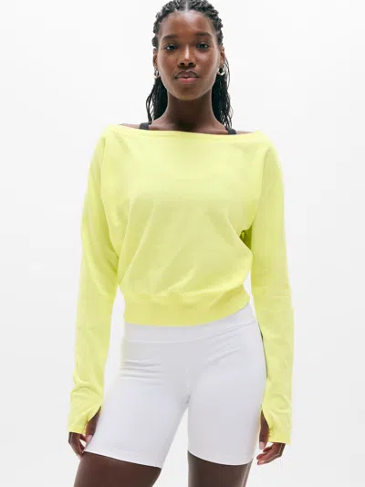 Athleta Airy Cotton Terry Boat Neck Sweatshirt In Yellow