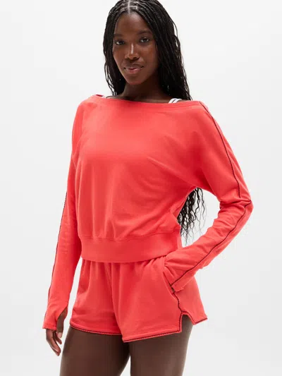 Athleta Airy Cotton Terry Boatneck Picot Sweatshirt
