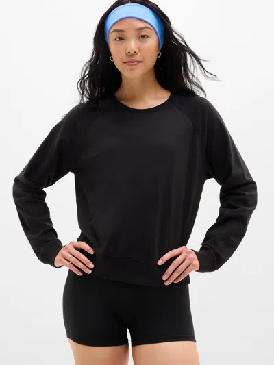 Athleta Airy Cotton Terry Crew Sweatshirt In Black