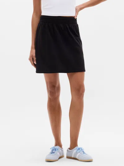 Athleta Airy Cotton Terry Mid Rise Mini Skirt In Black