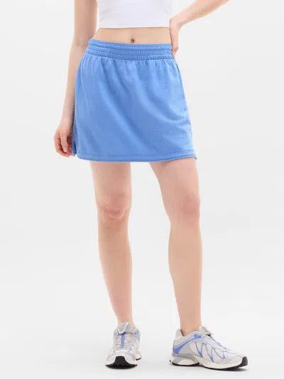 Athleta Airy Cotton Terry Mid Rise Mini Skirt In Blue