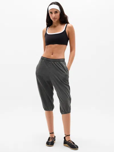 Athleta Airy Cotton Terry Snow Wash Capri In Black