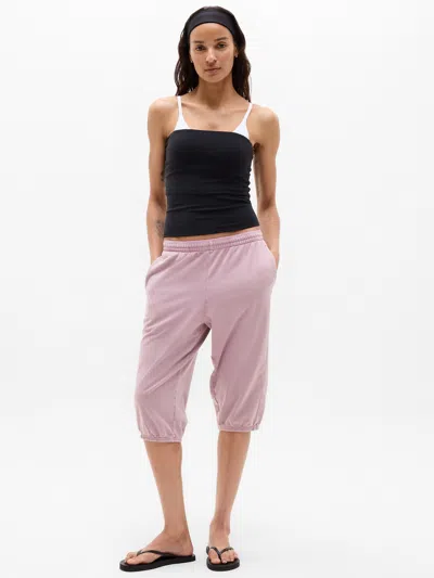 Athleta Airy Cotton Terry Snow Wash Capri In Pink