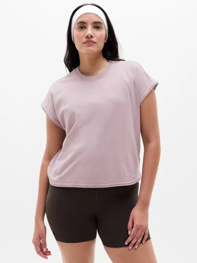Athleta Airy Cotton Terry Snow Wash Sweatshirt Tee In Blush