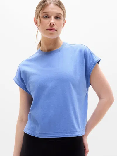 Athleta Airy Cotton Terry Sweatshirt Tee In Blue