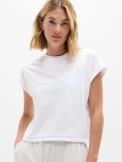 Athleta Airy Cotton Terry Sweatshirt Tee In White