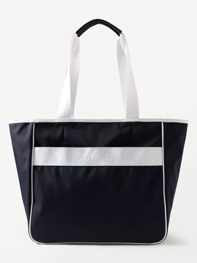 Athleta All About Canvas Tote Bag In Navy/bright White