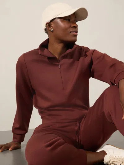 Athleta Allure 1/4 Zip Sweatshirt In Cherrywood