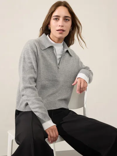 Athleta Alpine 1/4 Zip Sweater In Grey