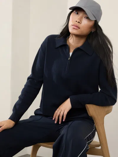 Athleta Alpine 1/4 Zip Sweater In Navy