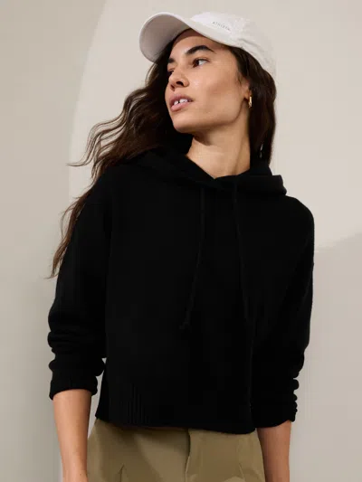Athleta Alpine Cropped Hoodie Sweater In Black