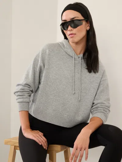 Athleta Alpine Cropped Hoodie Sweater In Grey