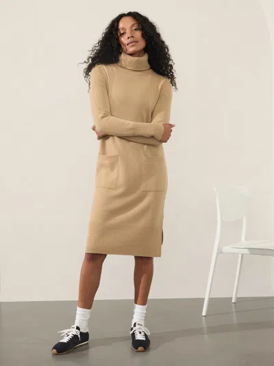 Athleta Alpine Turtleneck Sweater Dress In Dune