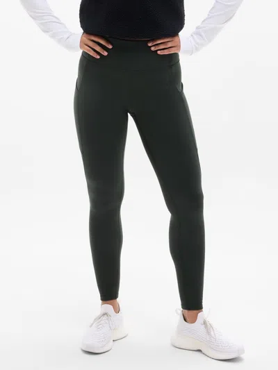 Athleta Altitude Fleece Lined Stash High Rise Legging In Green