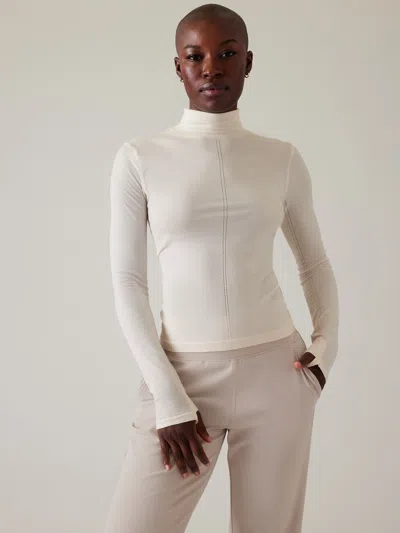 Athleta Ascent Seamless Turtleneck In Magnolia White