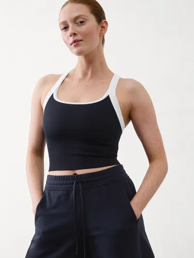 Athleta Aurora Seamless Crop Rib Strappy Tank In Navy/bright White