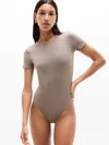 Athleta Bodymove Short Sleeve Crew Bodysuit In Gray