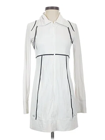 Pre-owned Athleta Cardigan Sweater In White