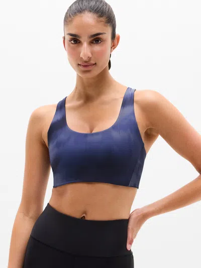 Athleta Circuit Train Sports Bra A-c In Motion Abstract Navy