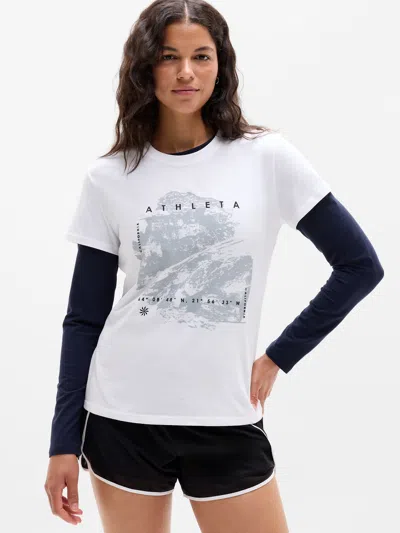 Athleta Classic Cotton Graphic Tee In World Scenic White
