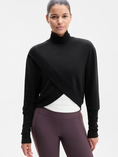 Athleta Coaster Luxe Mock Neck Sweatshirt In Black