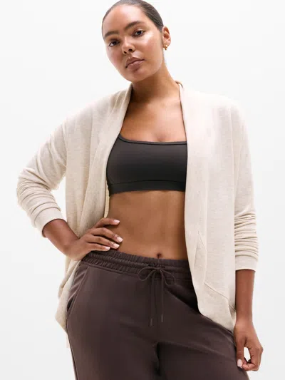 Athleta Coaster Luxe Open Cardigan In Sandstone Heather