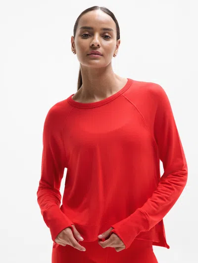 Athleta Coaster Luxe Recover High Hip Sweatshirt In Cardinal