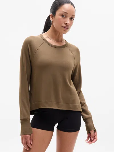 Athleta Coaster Luxe Recover High Hip Sweatshirt In Clay