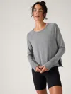 Athleta Coaster Luxe Recover High Hip Sweatshirt In Medium Grey
