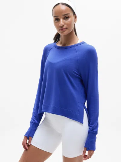 Athleta Coaster Luxe Recover High Hip Sweatshirt In Tanzanite Blue