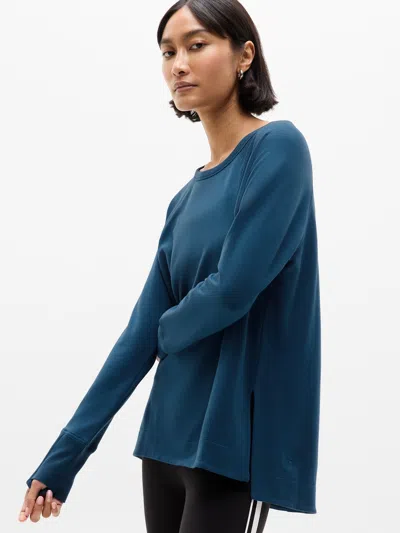 Athleta Coaster Luxe Recover Sweatshirt In Blue